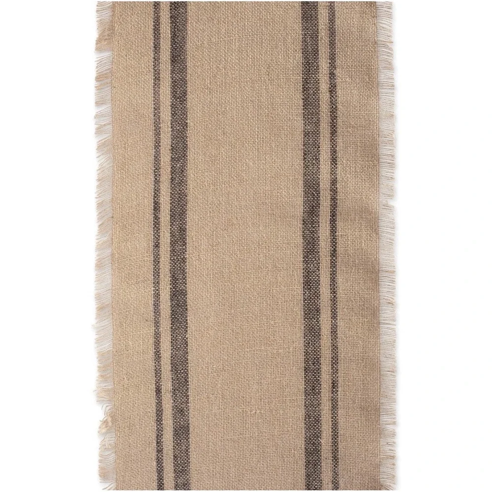 Jute Burlap Table Runner 14x72 Double Border Gray Lot of 2